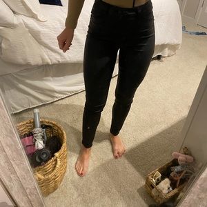 HM leather skinny jeans